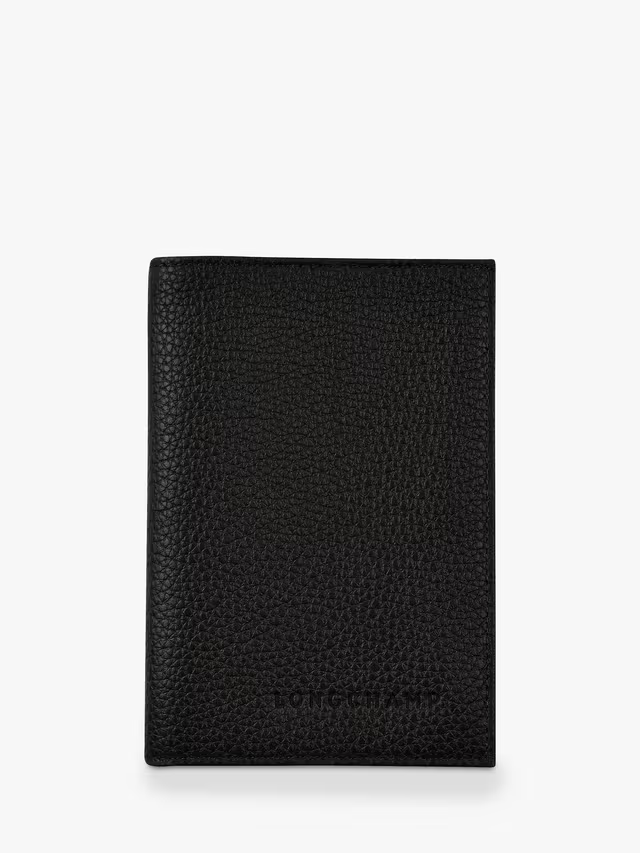 Le Foulonné Leather Passport Cover, Black