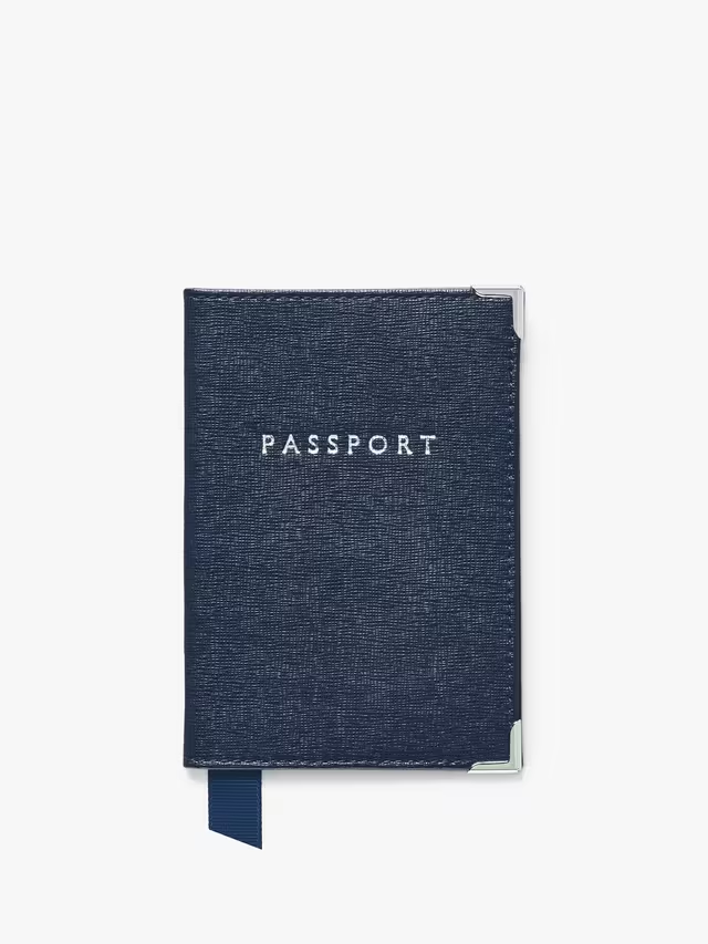 Saffiano Leather Passport Cover, Navy