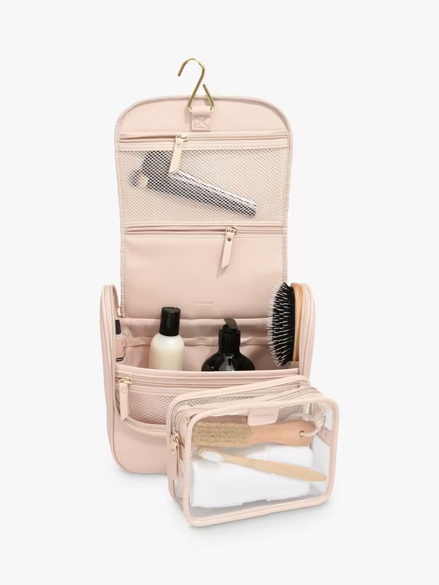 Large Hanging Travel Wash Bag, Blush Pink